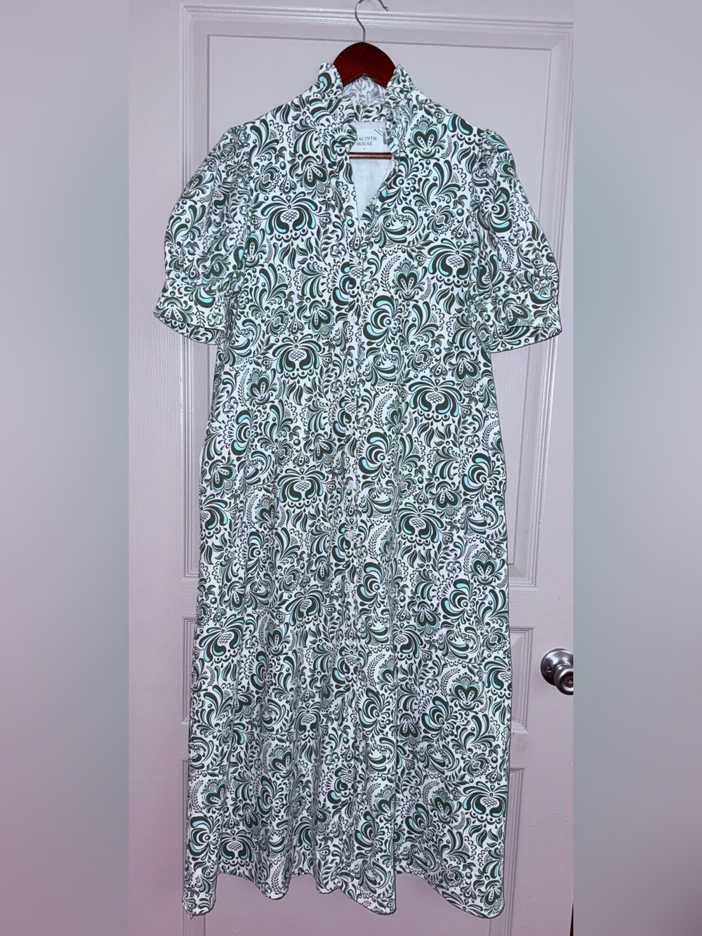 Hyacinth House -Tuckernuck green Ruffle Collar Louisa Midi Dress - Picture 4 of 6